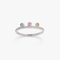 Anel com Zircônias idas em Prata - 1