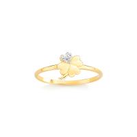 Anel Trevo com Zircônia em Prata 925 com Banho de Ouro amarelo 18k - 1