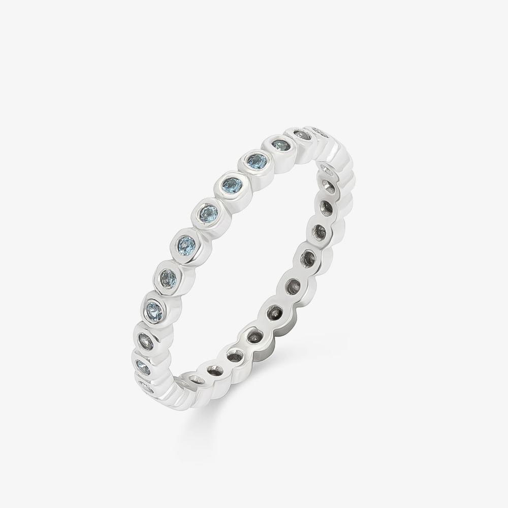 Anel com Zircônia Azul em Prata 925 - 4