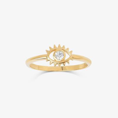 Anel Olho com Zircônia em Prata 925 com Banho de Ouro Amarelo 18k