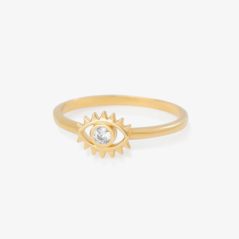 Anel Olho com Zircônia em Prata 925 com Banho de Ouro Amarelo 18k - 3
