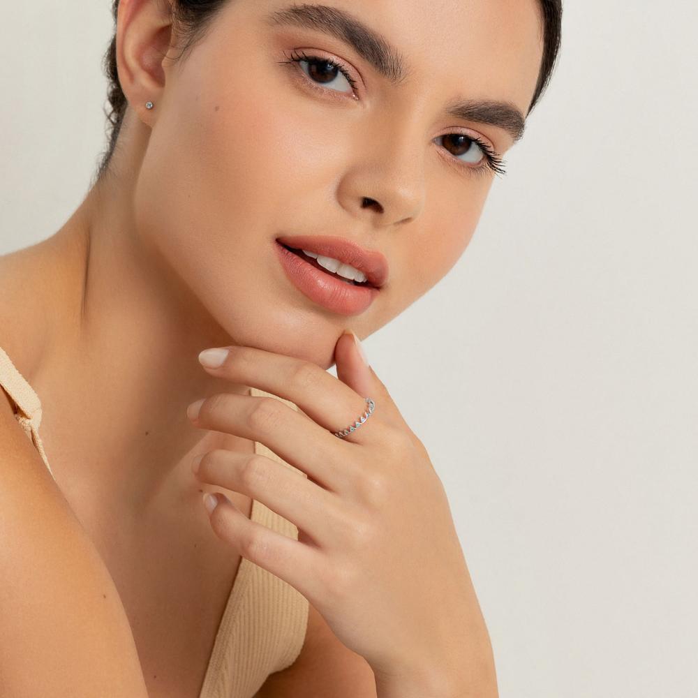 Anel Triângulos com Zircônia Azul em Prata 925 - 2