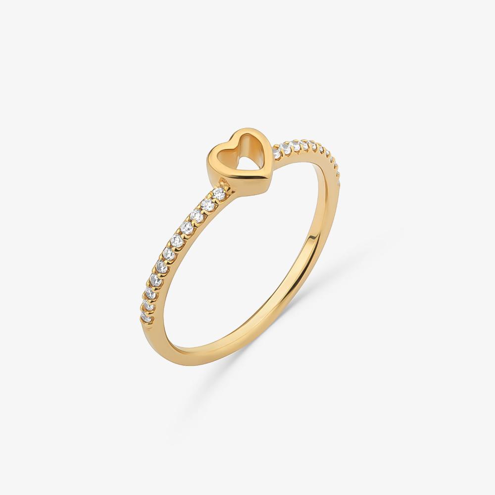 Anel Coração em Prata 925 com Banho de Ouro Amarelo 18k - 2