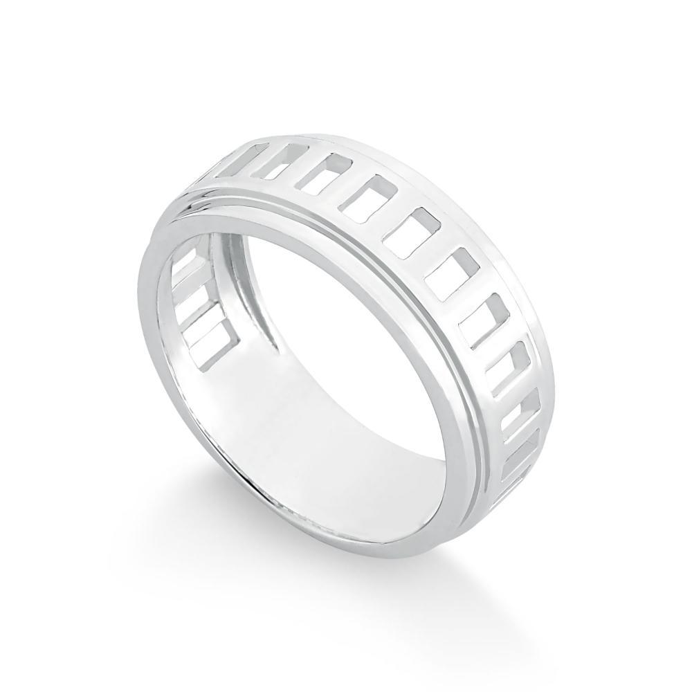 Anel Masculino Maxi Trilhos em Prata 925 - 2