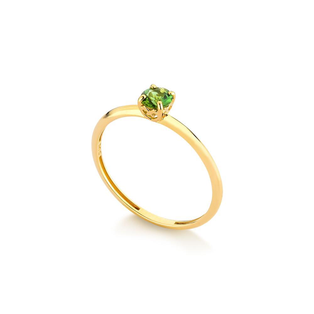 Anel com Turmalina Verde, em Ouro Amarelo 18K - 3