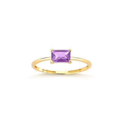 Anel com Ametista em Ouro Amarelo 18k
