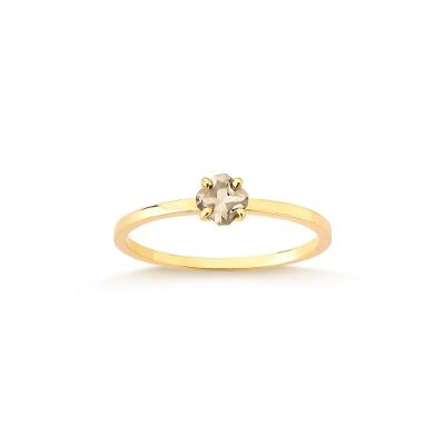Anel com  quartzo fumê, em Ouro Amarelo 18k
