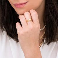 Anel com Pérola em Prata 925 com Banho de Ouro Amarelo 18k