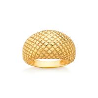Anel Bombê texturizado Matelassê em Prata 925 com Banho de Ouro Amarelo 18k - 1