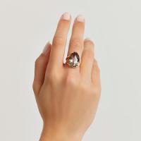 Anel com Quartzo Fumê e Diamantes em Ouro Amarelo 18k - 2