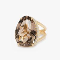 Anel com Quartzo Fumê e Diamantes em Ouro Amarelo 18k - 3