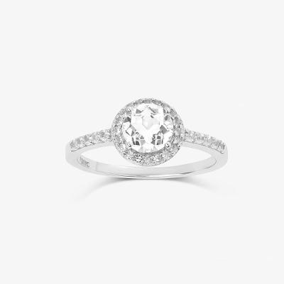 Anel com Topázio Incolor em Prata 925