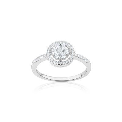 Anel Redondo com Topázio Incolor em Prata 925