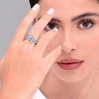 Anel Maxi Gotas com Topázio Azul e Safira em Prata 925 - 2