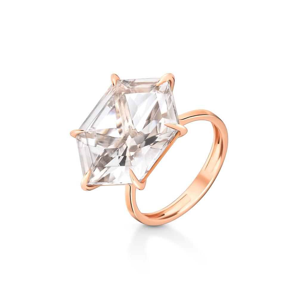 Anel Hexagonal com Quartzo Murion em Ouro Rosé 18k - 3