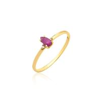 Anel em Gota com Rubi e Diamantes em Ouro Amarelo 18k - 7