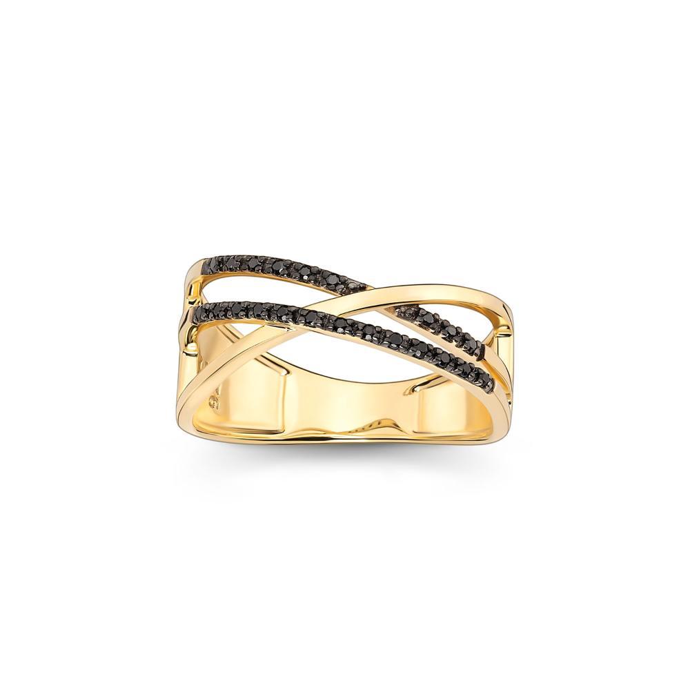 Anel Cruzado com Espinélio em Prata 925 com Banho de Ouro Amarelo 18k - 1