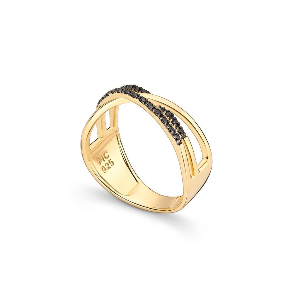 Anel Cruzado com Espinélio em Prata 925 com Banho de Ouro Amarelo 18k - 3