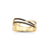 Anel Cruzado com Espinélio em Prata 925 com Banho de Ouro Amarelo 18k - 1