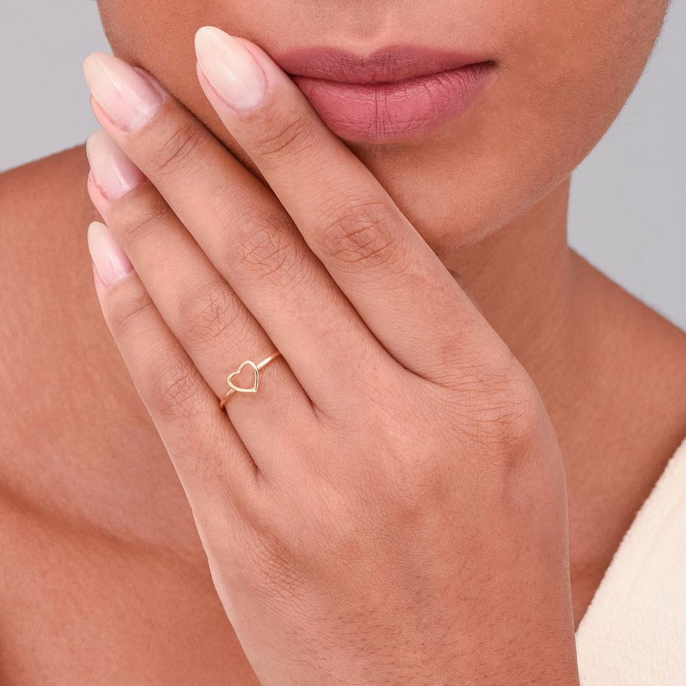 Anel Coração em Ouro Amarelo 18k - 5