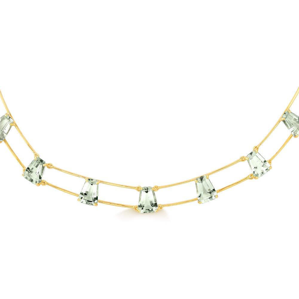 Colar com Prasiolita , em Ouro Amarelo 18k - 1