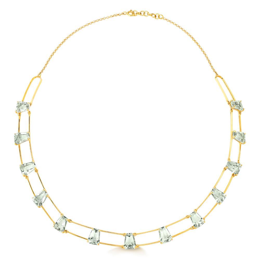 Colar com Prasiolita , em Ouro Amarelo 18k - 3