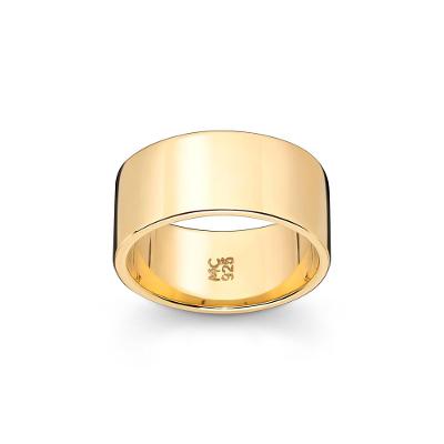 Anel Aliança Larga em Prata 925 em Banho de Ouro Amarelo 18k