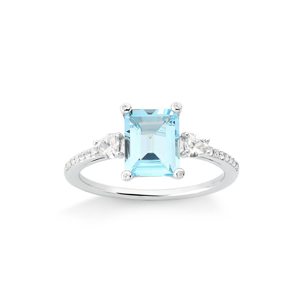 Anel com Safira e Topázio Azul em Prata 925 - 1