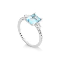 Anel com Safira e Topázio Azul em Prata 925 - 3