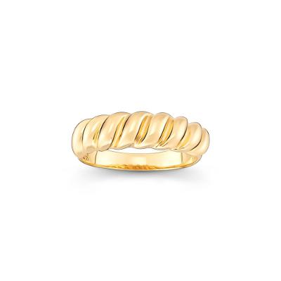 Anel Ondulado em Prata 925 com Banho de Ouro 18k