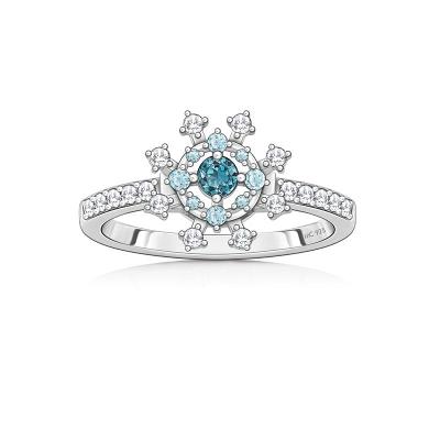 Anel Explosão Degrade com Topázio Incolor, Topázio Azul e Topázio London em Prata 925