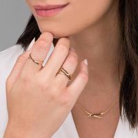 Anel Cruzado com Espinélio em Prata 925 com Banho de Ouro Amarelo 18k - 2