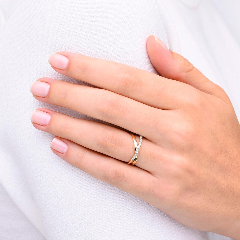 Anel Entrelaçado com Diamantes em Ouro Amarelo 18k - 2