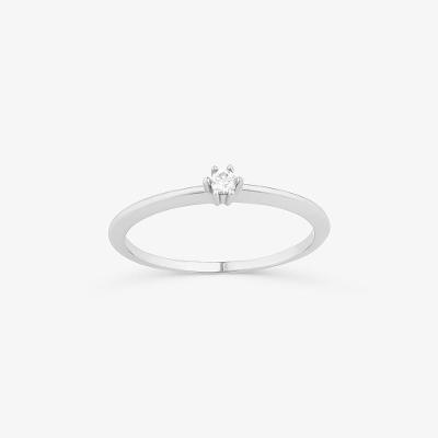 Anel Solitário com 5 Pontos de Diamantes em Ouro Branco 18k