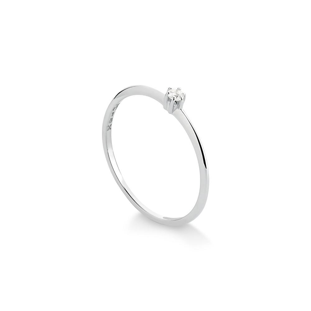 Anel Solitário com 5 Pontos de Diamantes em Ouro Branco 18k - 2
