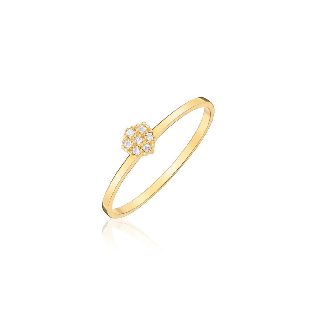 Anel Solitário com 3 Pontos de Diamantes em Ouro Amarelo 18k - 2