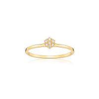 Anel Solitário com 3 Pontos de Diamantes em Ouro Amarelo 18k - 1