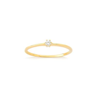 Anel Solitário com 5 Pontos de Diamantes em Ouro Amarelo 18k