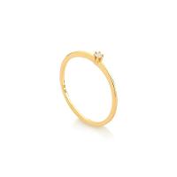 Anel Solitário com 2 Pontos de Diamantes em Ouro Amarelo 18k - 2