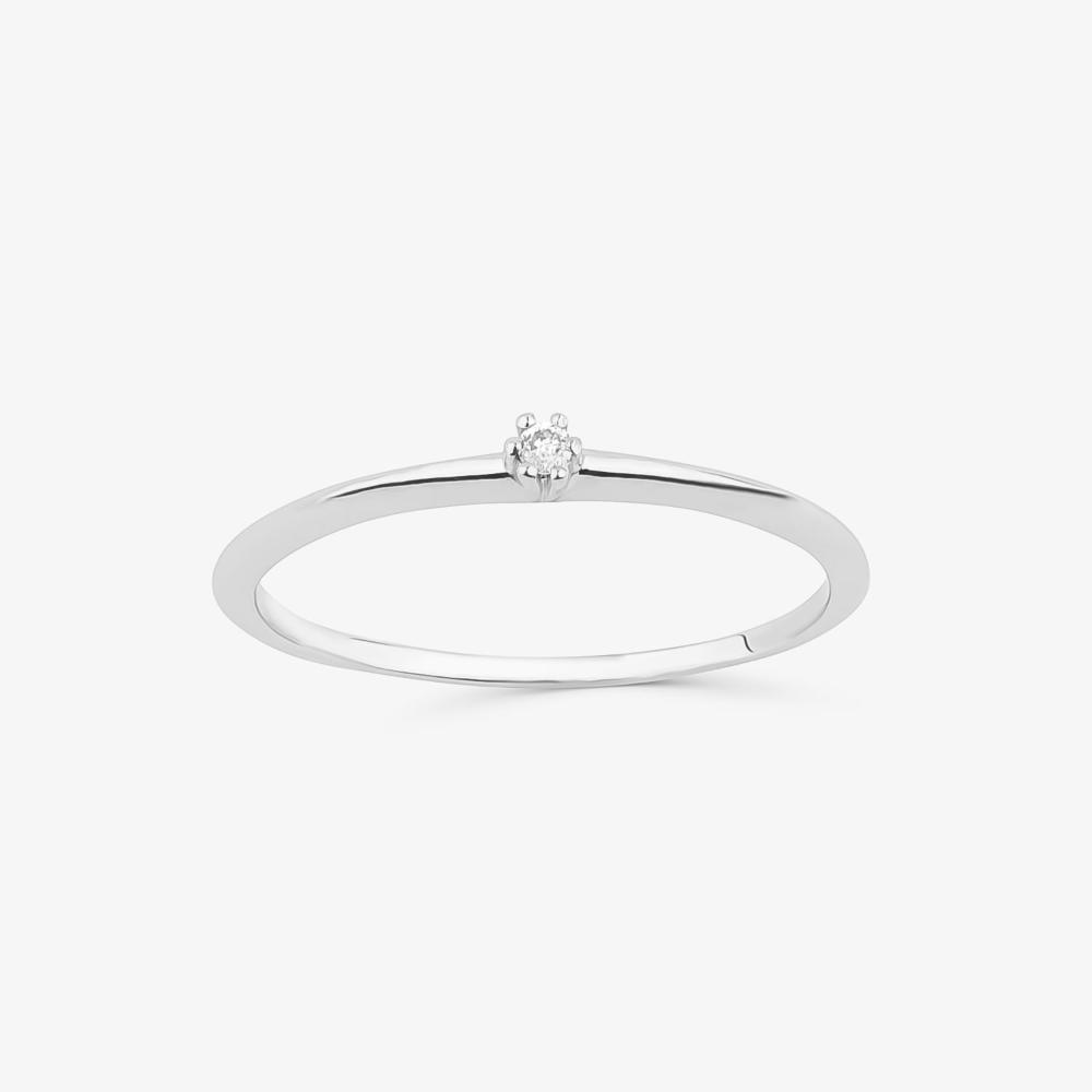 Anel Solitário com 2 Pontos de Diamantes em Ouro Branco 18k - 7