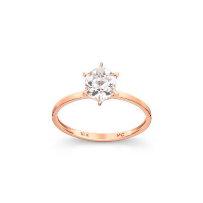 Anel Hexagonal com Quartzo Murion em Ouro Rosé 18k