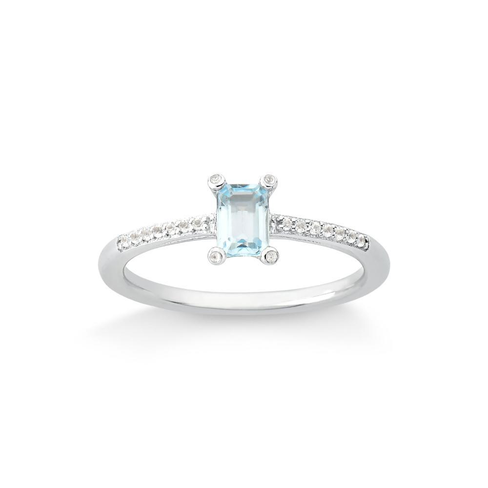 Anel Solitário com Safira e Topázio Azul em Prata 925 - 1