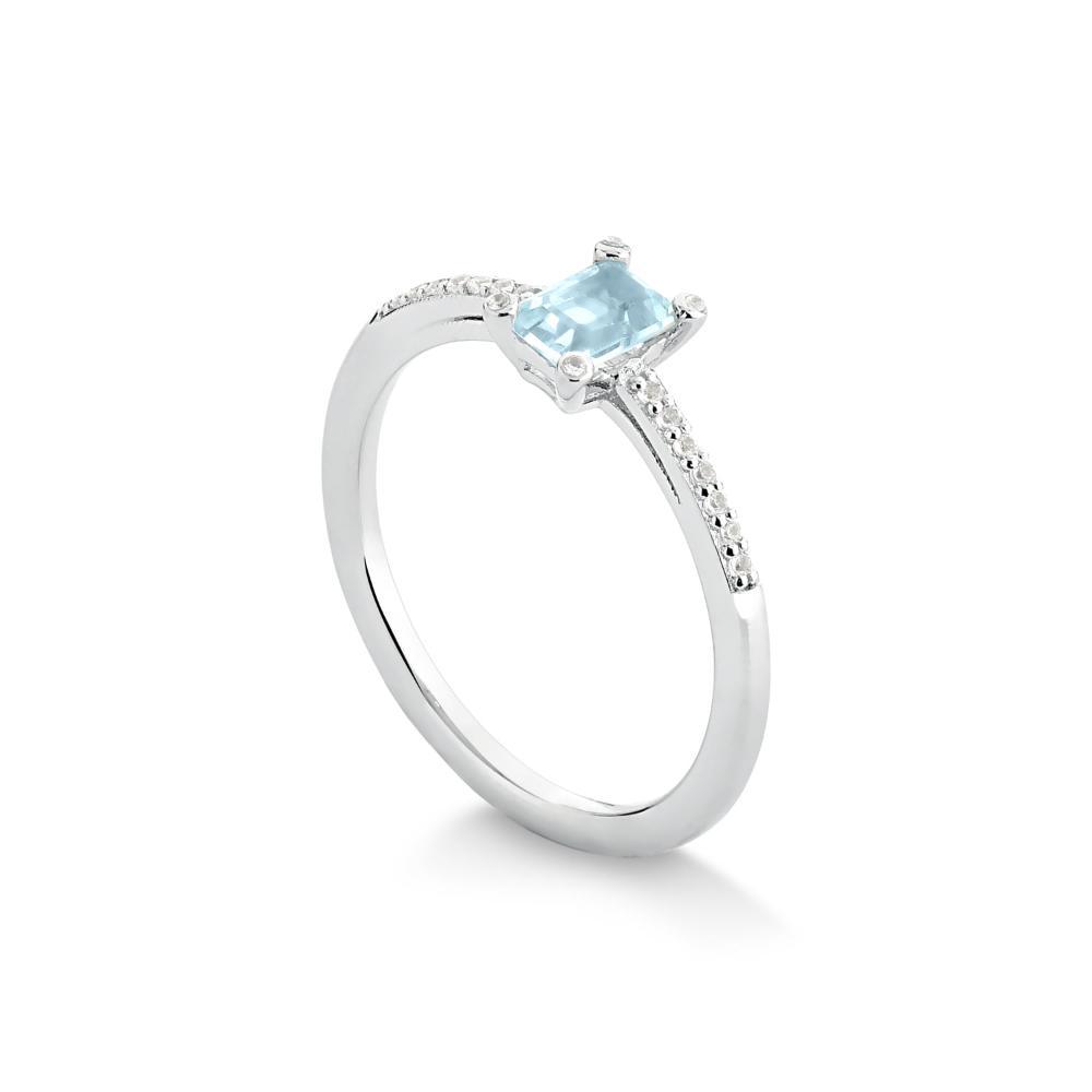 Anel Solitário com Safira e Topázio Azul em Prata 925 - 2