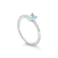 Anel Solitário com Safira e Topázio Azul em Prata 925 - 2