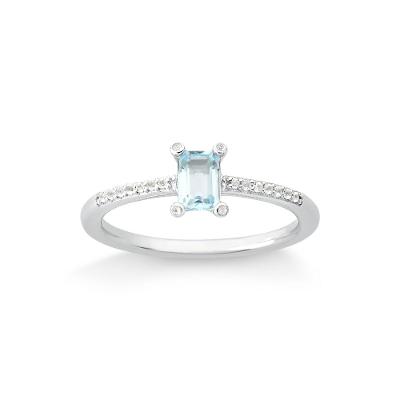 Anel Solitário com Safira e Topázio Azul em Prata 925