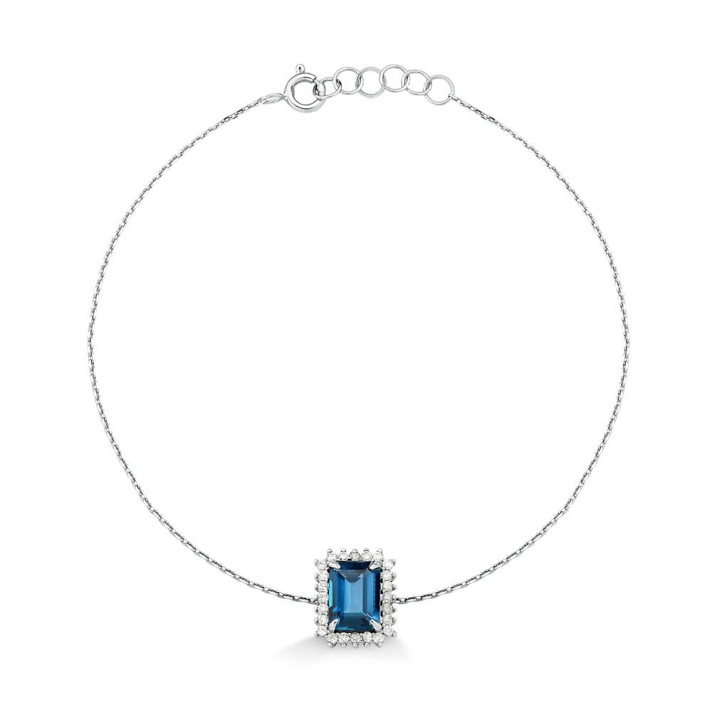 Pulseira com Topázio London e Diamantes em Ouro Branco 18k - 1