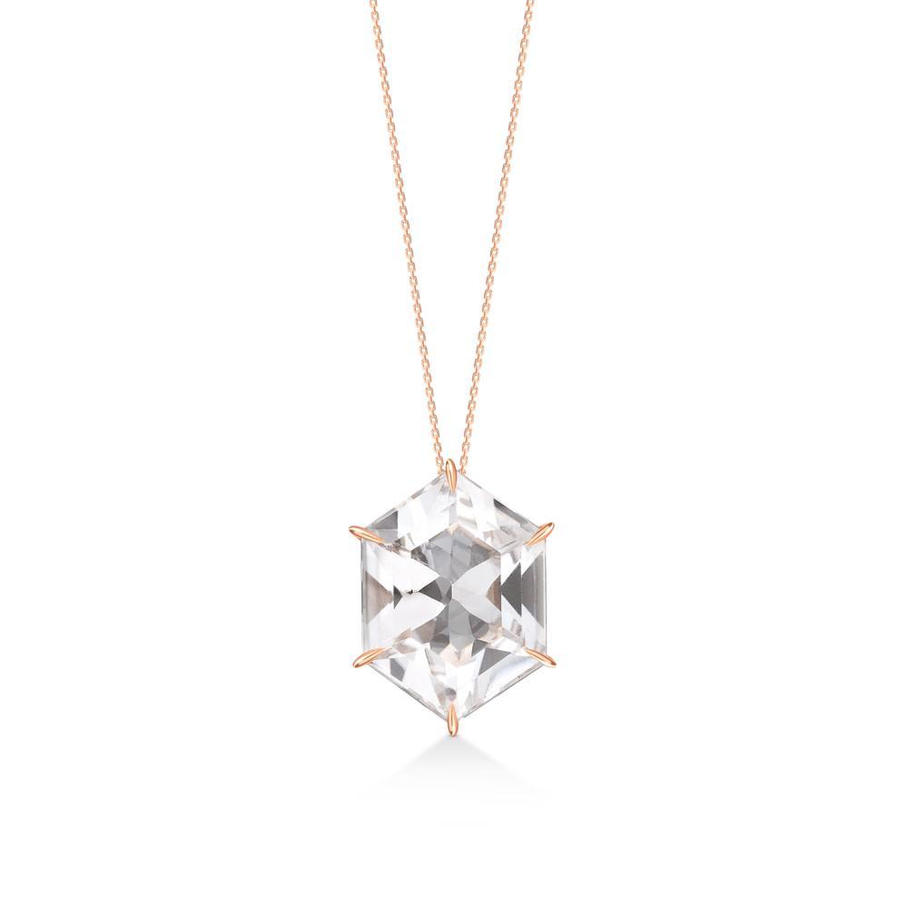 Pingente Hexagonal com Quartzo Murion em Ouro Rosé 18k - 1