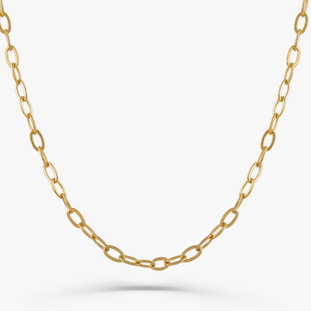 Corrente Malha Elos em Prata 925 com Banho de Ouro Amarelo 18k - 70 cm - 1