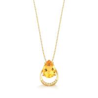 Pingente com Gota de Citrino e Diamantes em Ouro Amarelo 18k - 1