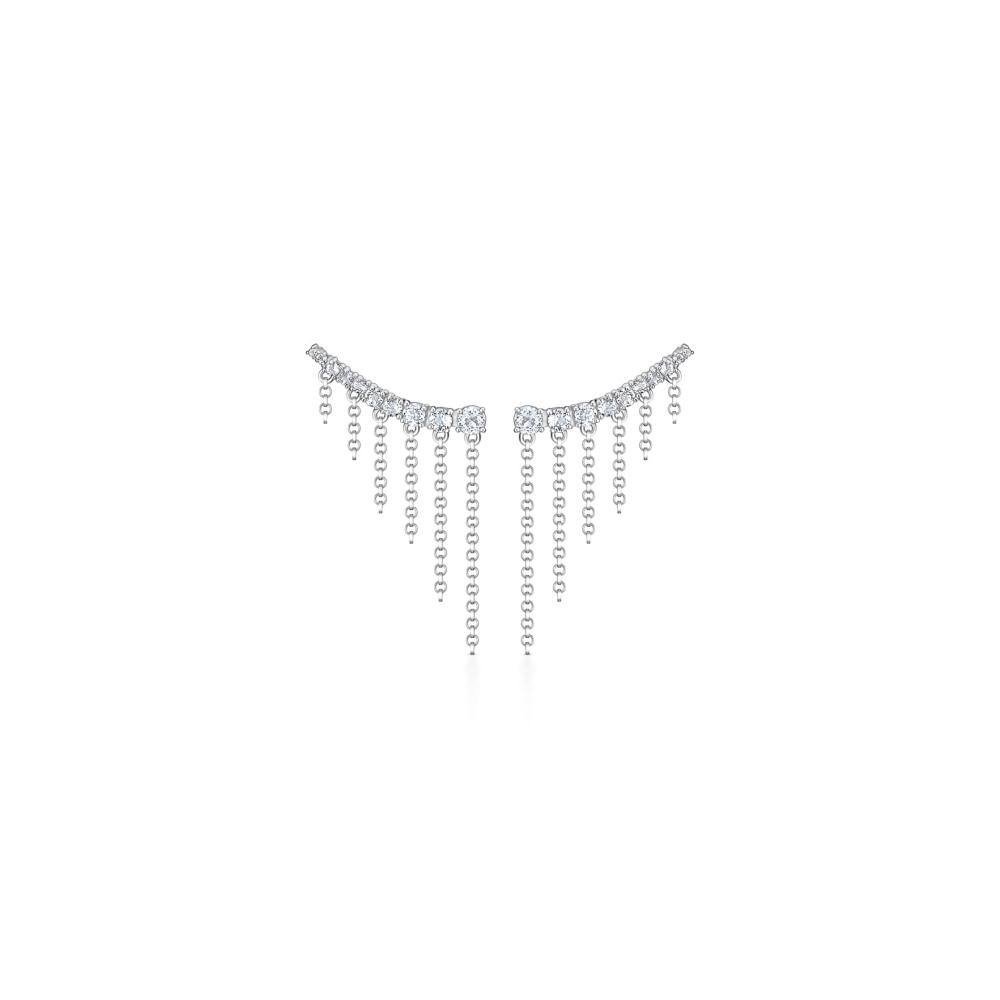 Brinco Franjas Corrente com Topázio In em Prata 925 - 1